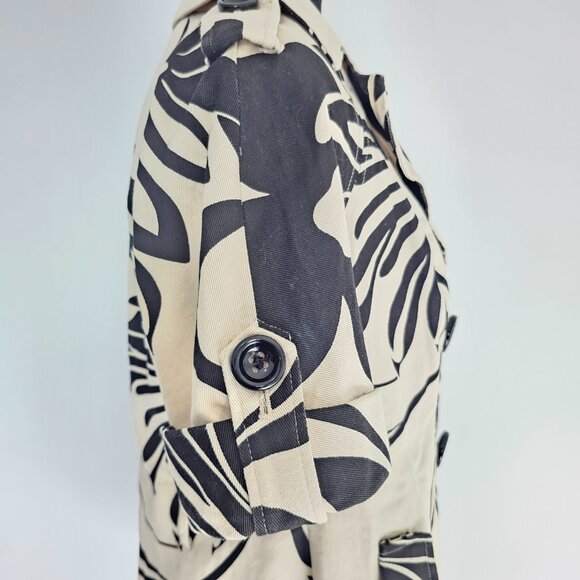 INC International Concepts Floral Print Trench Coat Black Beige Size S - Picture 9 of 16